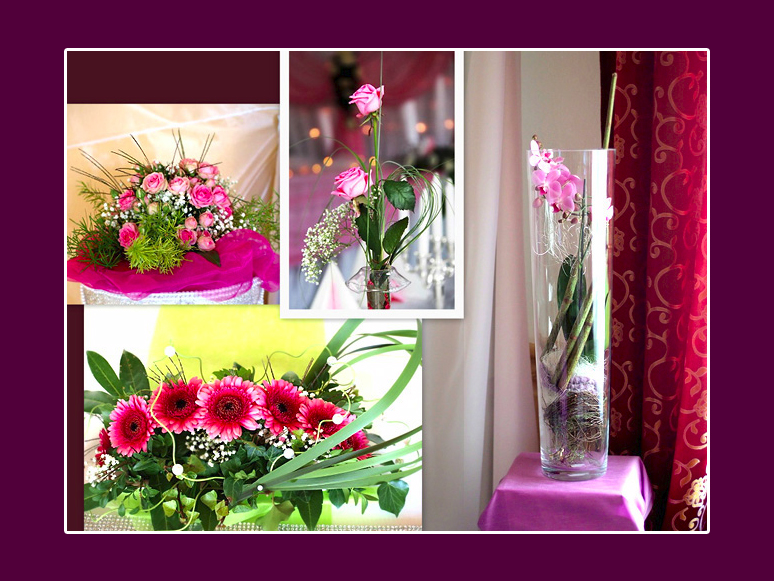 Blumengestecke auf einer Hochzeit - Blumendeko in Vasen